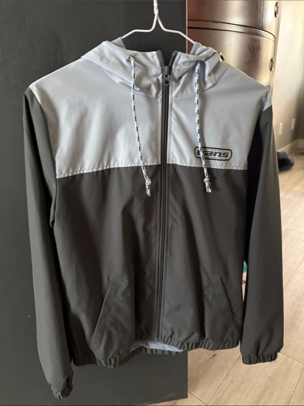 Vans Two-Tone Hooded Windbreaker Jacket - Light Gray & Dark Gray